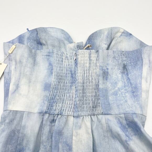 Petersyn Womens Jumpsuit‎ L Strapless Linen Blend Corset Wide Leg Watercolor - Picture 3 of 12